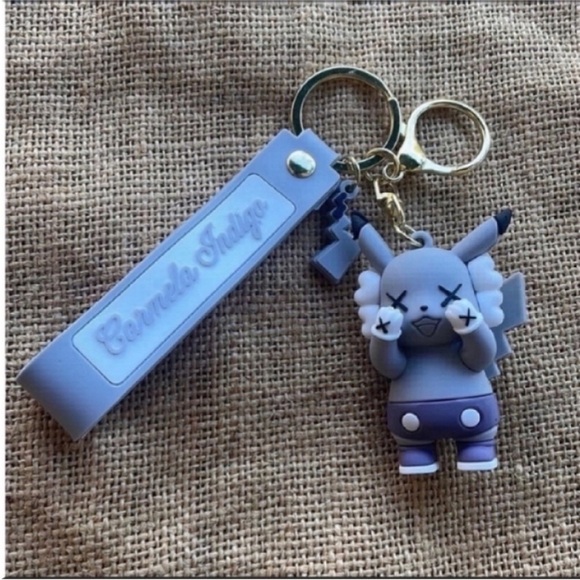 Pikachu Gray key ring Key Chain bag Charm Key fob  pendant New Cute In S… - Picture 4 of 10